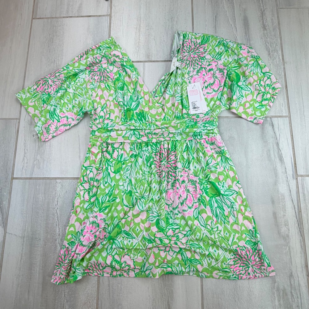 Lilly Pulitzer Parigi Knit Skort Romper Fauna Green Lime Feeling Good XL NEW